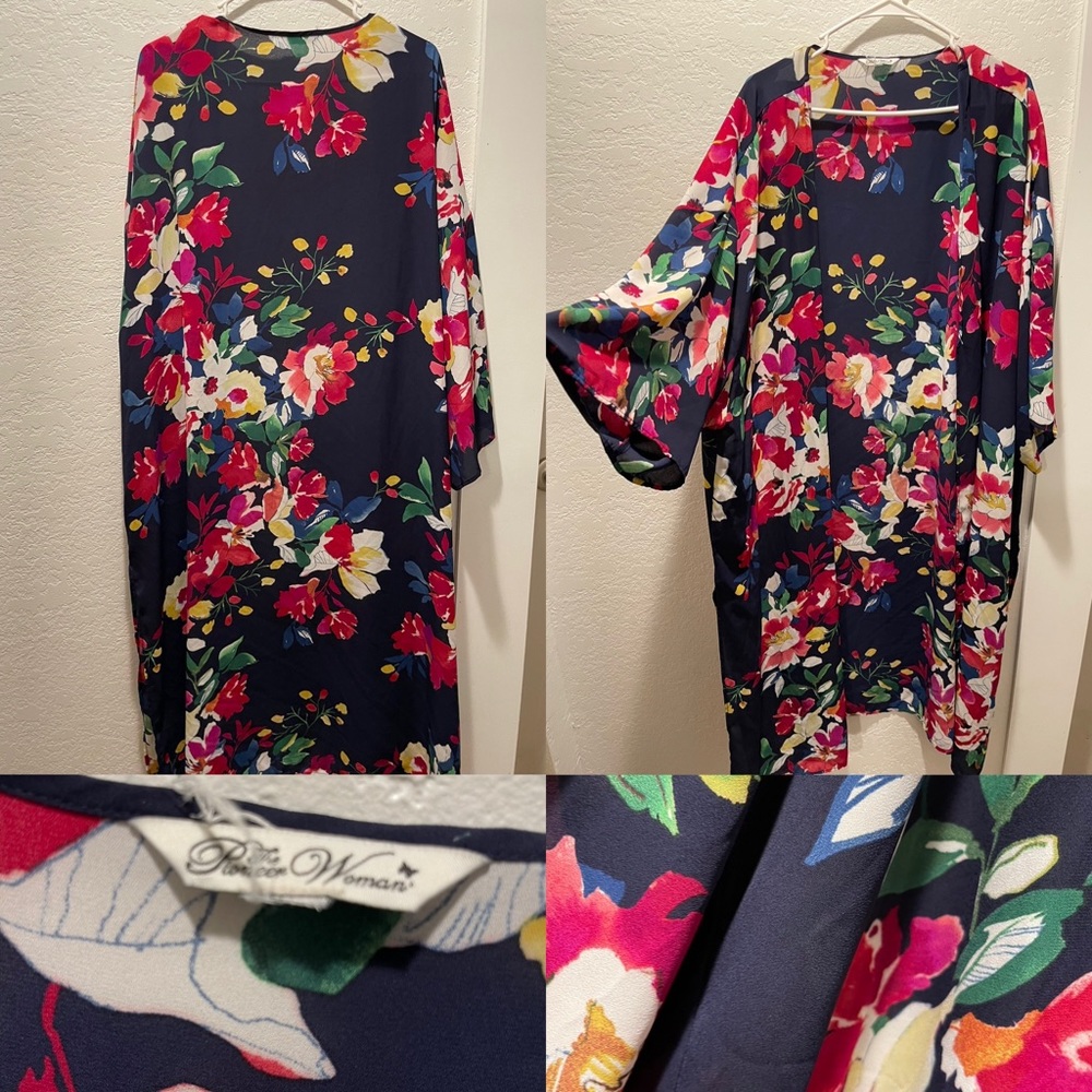 Plus size floral Pioneer Women cardigan! Flowy! Long! Lightweight!